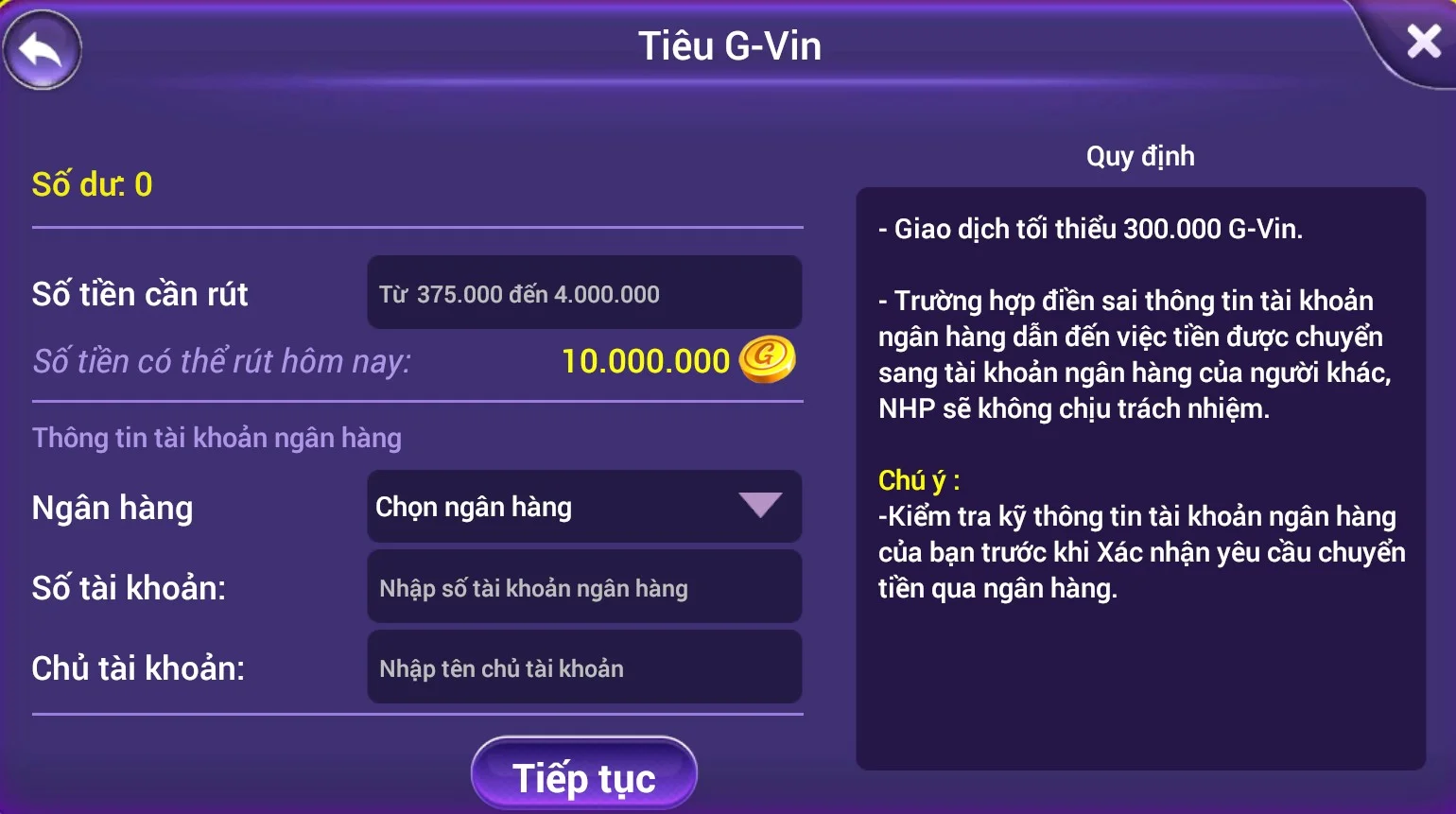 Rút tiền về ngân hàng Việt Nam