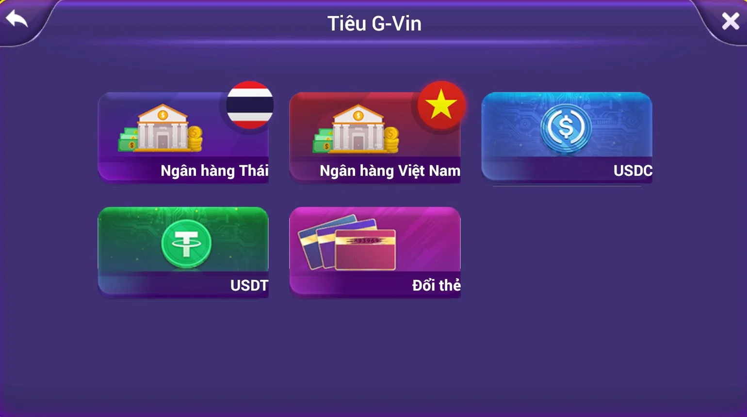 Các phương thức rút tiền Gamvip